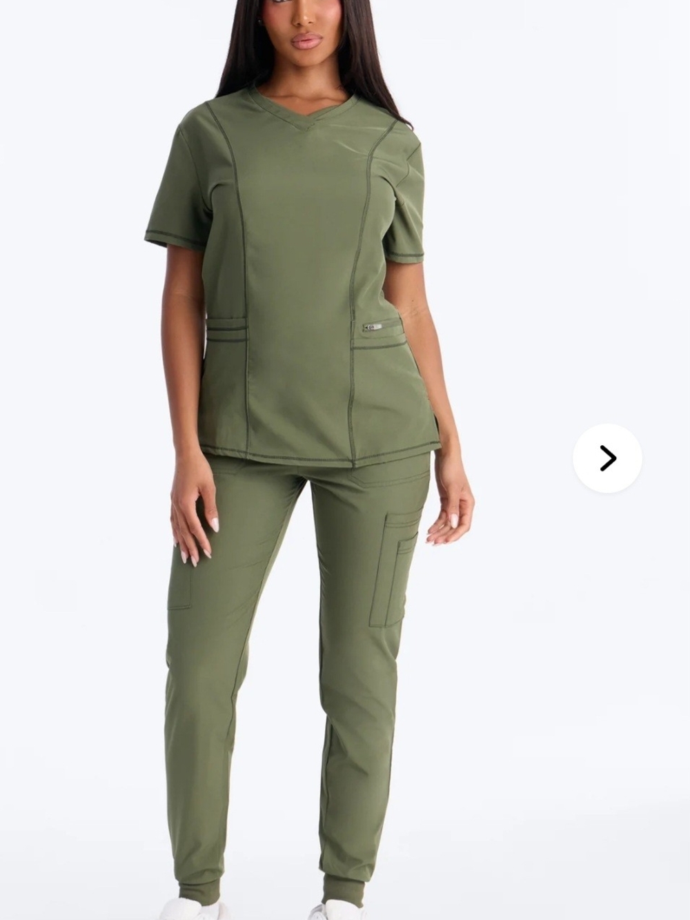 Olive Green Women's Scrub Pants & Top Set